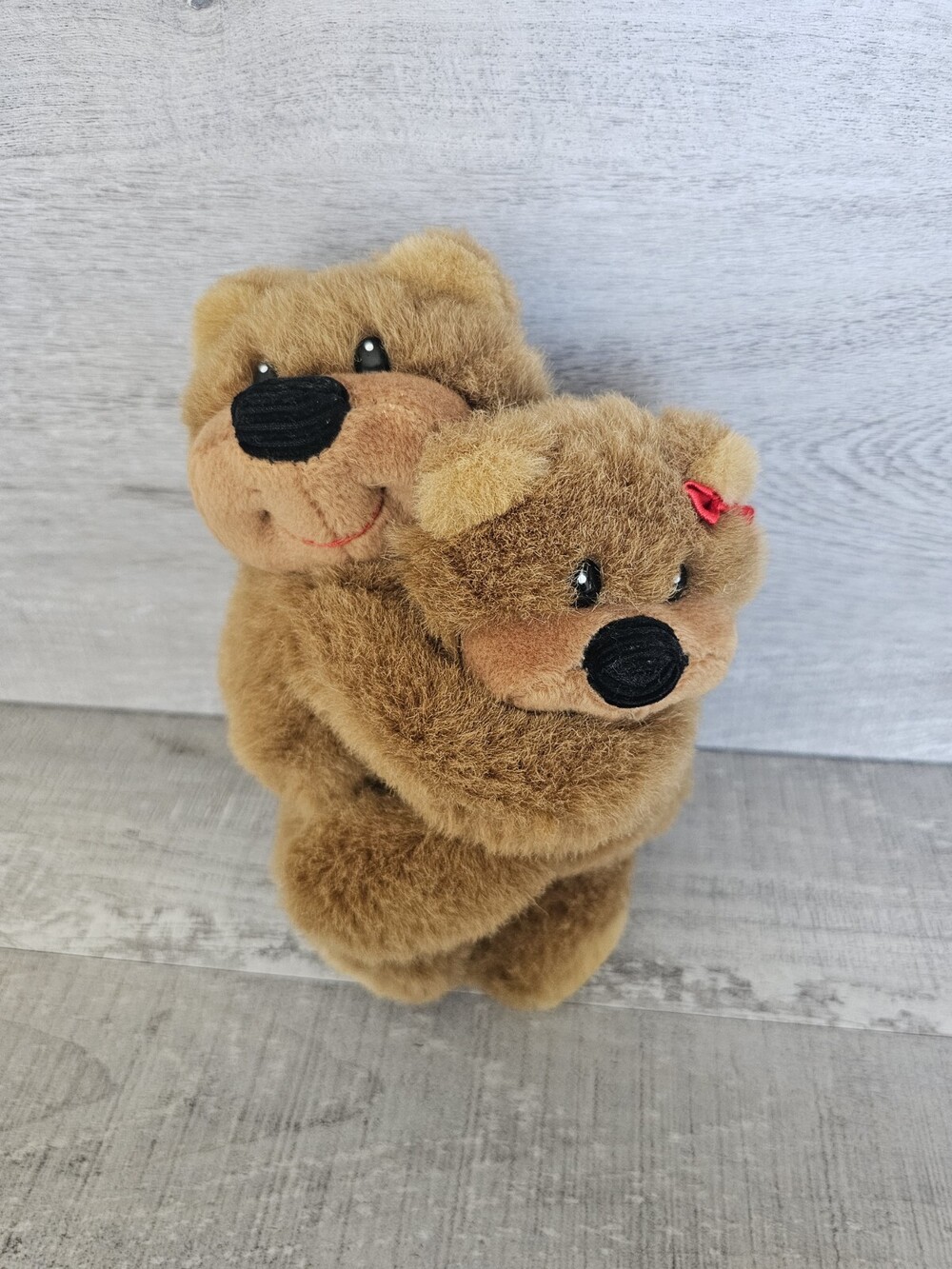 Vtg First & Main 8" Huggin Buddies Plush 2 Bears Hug Lovers Teddy Bear Vday Rare
